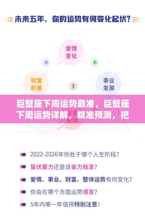 巨蟹座下周运势详解与精准预测，把握未来运势走向